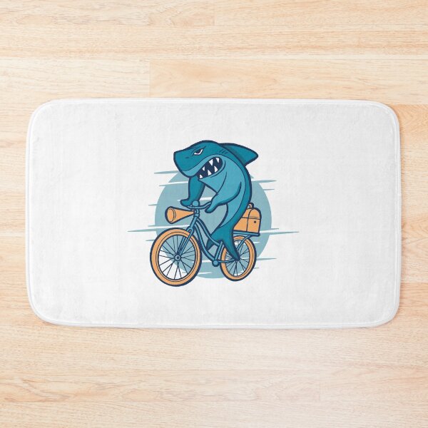 Item preview, Cartoon shark rides a bicycle designed and sold by DerSenat.