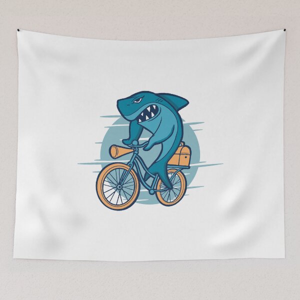 Item preview, Cartoon shark rides a bicycle designed and sold by DerSenat.