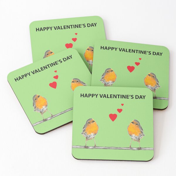 Item preview, Robin Redbreast Happy Valentine en verde designed and sold by IslesArt.