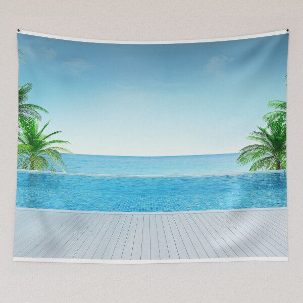 Item preview, Relaxing Beach Background With Swimming Pool designed and sold by JTS STORE.
