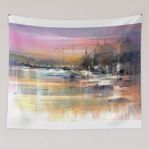 Item preview, Acrylic port city drawing designed and sold by hriundelj.
