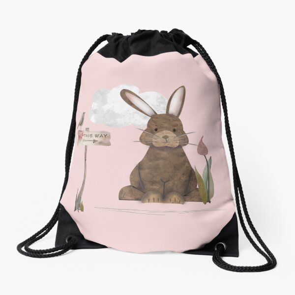 Send a hug because I miss you. Adorable watercolor rabbit illustration Drawstring Bag