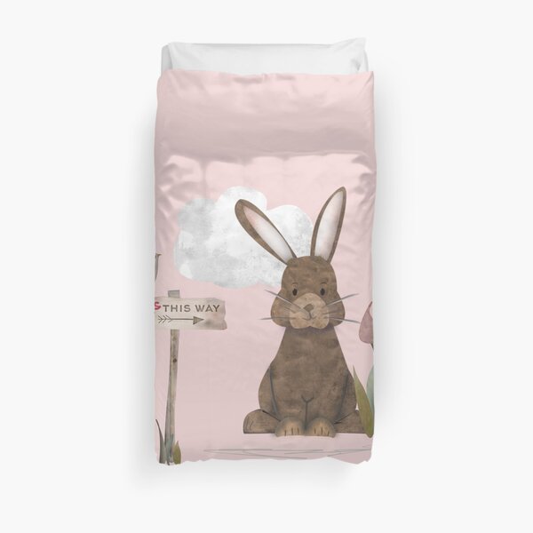 Send a hug because I miss you. Adorable watercolor rabbit illustration Duvet Cover