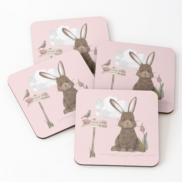 Item preview, Send a hug because I miss you. Adorable watercolor rabbit illustration designed and sold by Caroline Laursen.