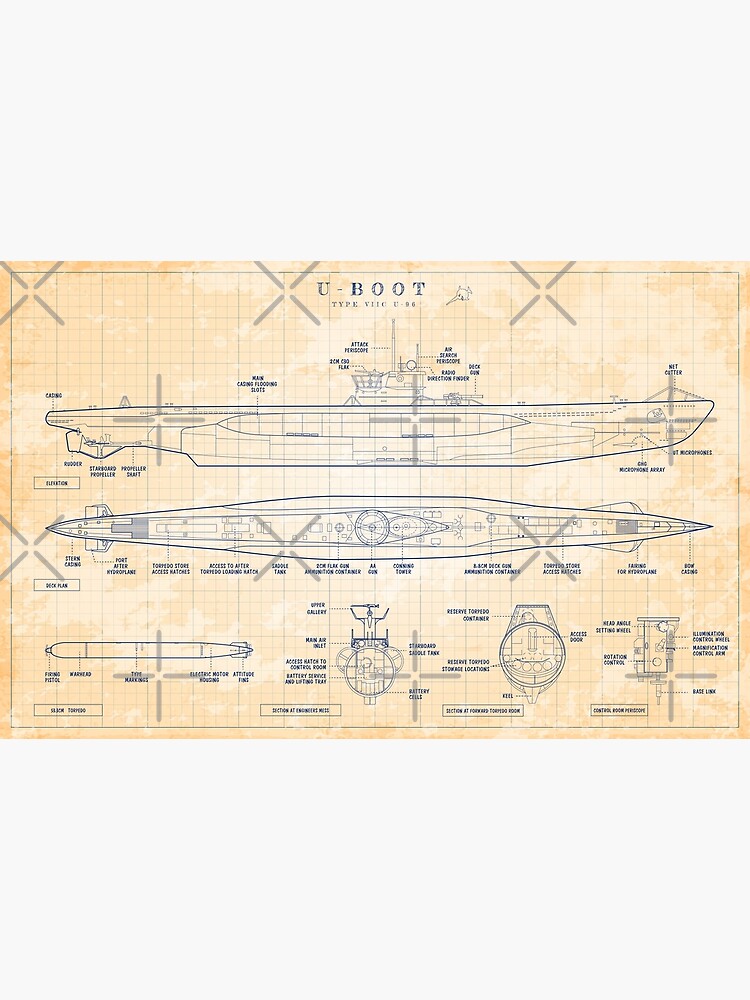 Das Boot: U-Boot Type VIIC (U-96) (Old Blue Grid) by BGALAXY