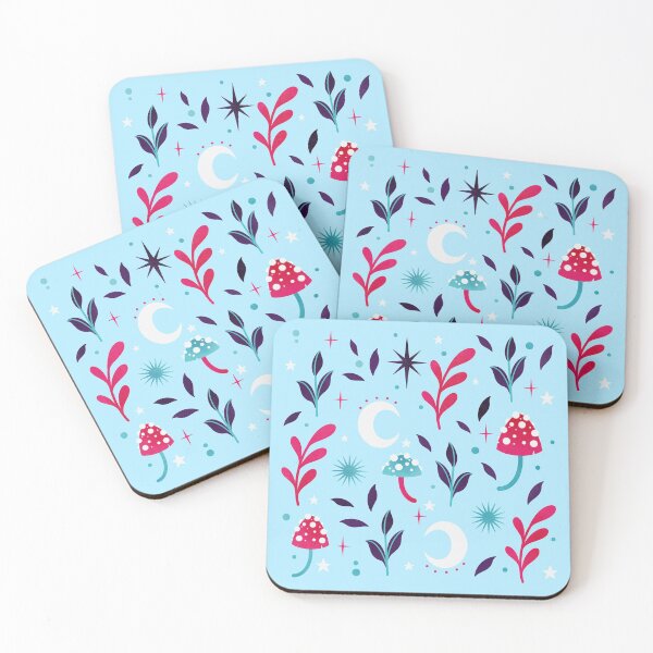 Item preview, Colorful forest pattern blue and pink  designed and sold by Texdoodles.