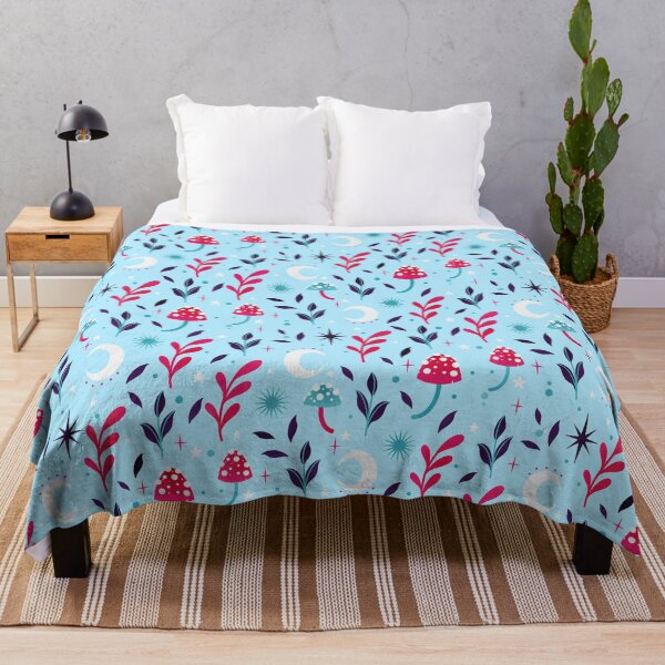 Item preview, Colorful forest pattern blue and pink  designed and sold by Texdoodles.