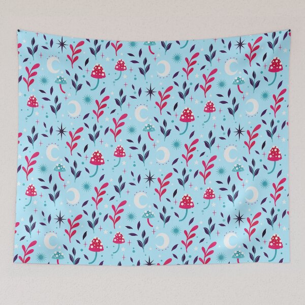 Item preview, Colorful forest pattern blue and pink  designed and sold by Texdoodles.