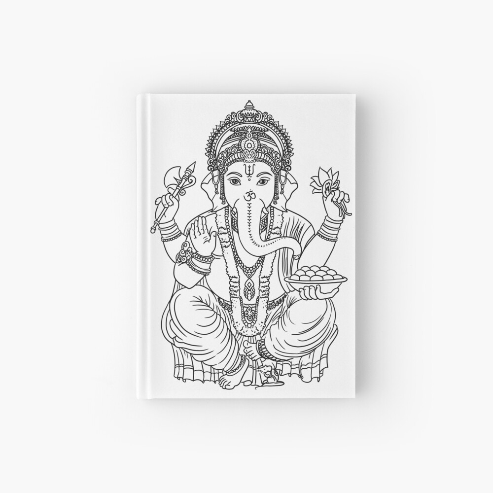 Translation : Shree Ganeshay Namah, Ganpati Black and White Outline  Illustration, Happy Ganesh Chaturthi Stock Vector - Illustration of design,  ganpati: 232409027