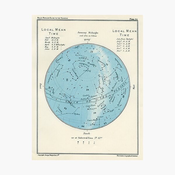 Star map January Midnight Photographic Print