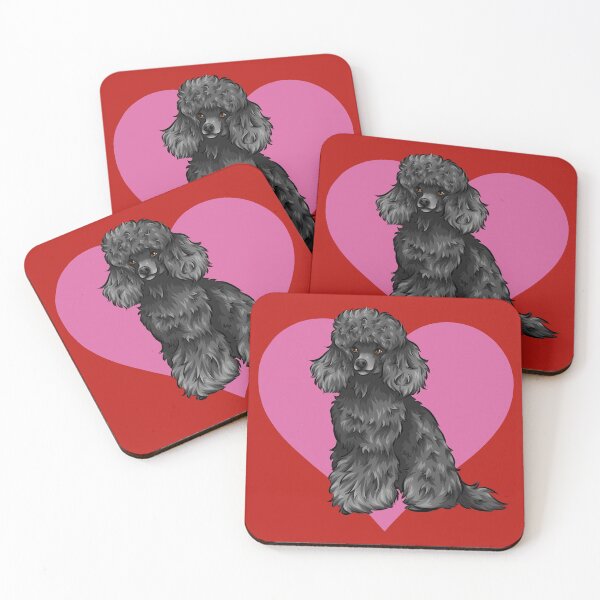 Item preview, Black Toy Poodle with Hearts | Valentine Dogs | Valentine's Day Doggies designed and sold by shirinsart.