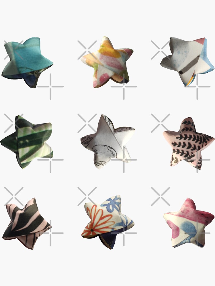 "Lucky Stars Origami Paper Set Collection" Sticker for Sale by CuriosityEng Redbubble
