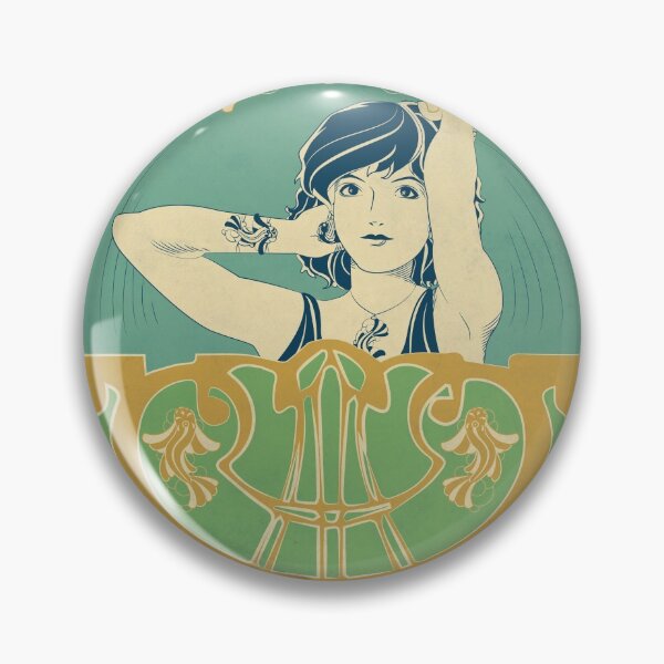 Parure Poisson bleu - Illustration Art Nouveau Badge