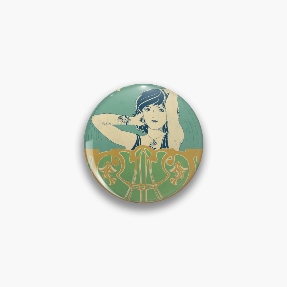 Badge « Parure Poisson bleu - Illustration Art Nouveau»