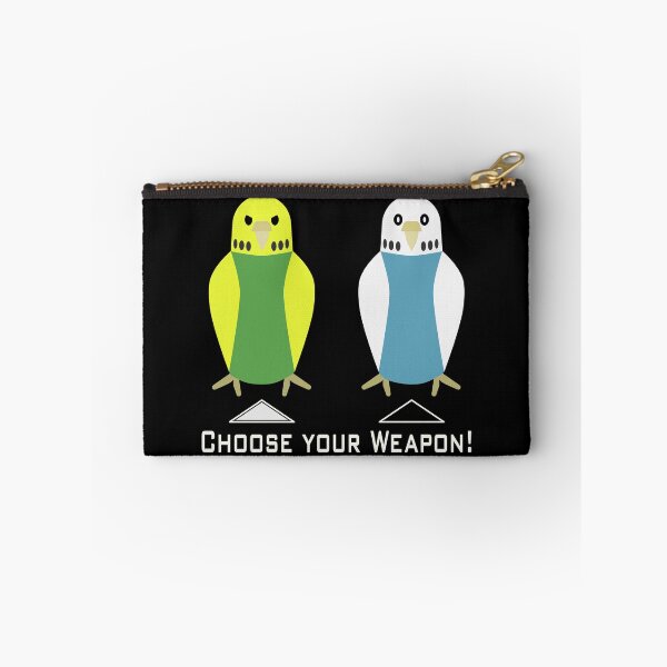 Item preview, Budgies "Choose your Weapon", green-turquoise, female-female, front-front designed and sold by Cevetan.