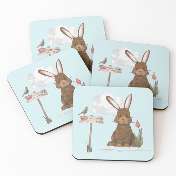 Item preview, Send a hug because I miss you. Adorable watercolor rabbit illustration designed and sold by Caroline Laursen.