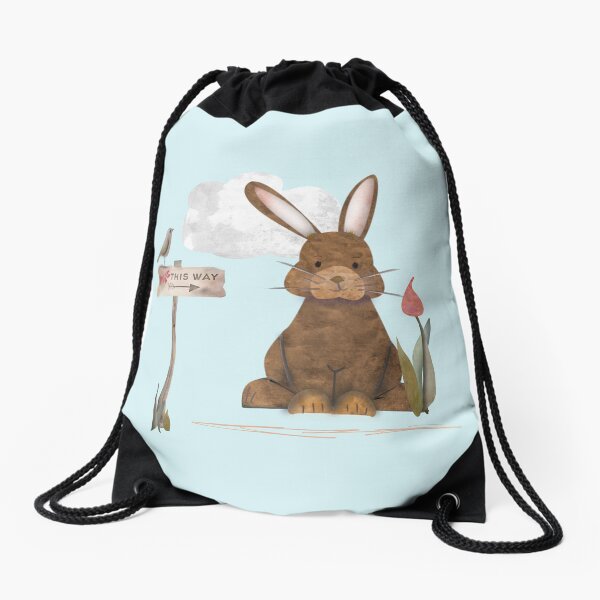 Send a hug because I miss you. Adorable watercolor rabbit illustration Drawstring Bag