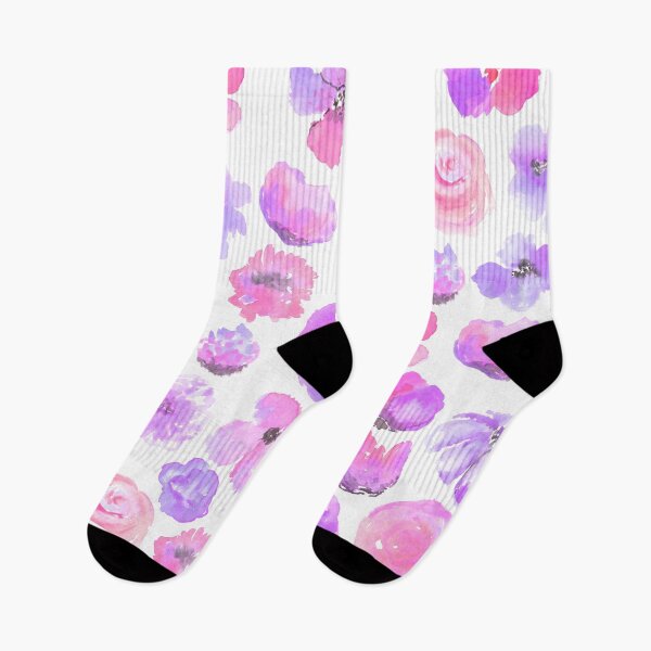 Item preview, flowers, floral, watercolor, pink and purple watercolor flowers, spring, handpainted designed and sold by dodidoodles.