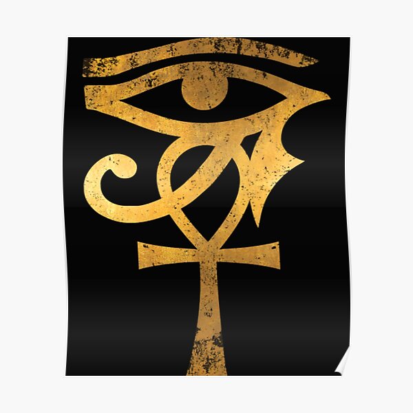 Egyptian T-ShirtEgyptian Eye Of Horus Ankh Egypt Archaeologist Gold Poster