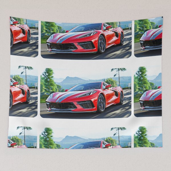 Item preview, Corvette C8 Cartoon Drawing Action Print designed and sold by Auto-Prints.