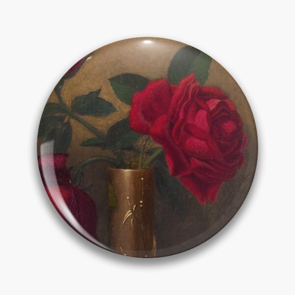 Item preview, Red Roses in a Japanese Vase on a Gold Velvet Cloth (1885-1890) - Martin Johnson Heade designed and sold by SALON DES ARTS.
