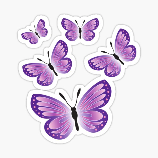 "Purple Butterfly Emoji, Purple Butterfly Emoji Cute Kawaii Epilepsy Awareness" Sticker for Sale