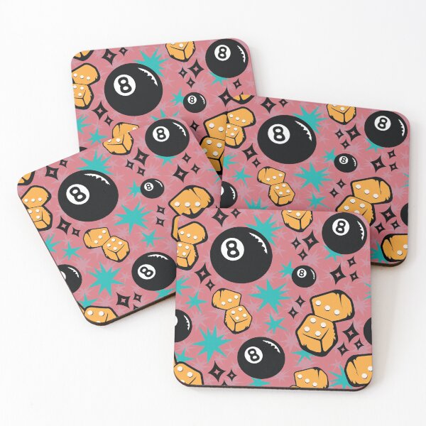 Item preview, 1950s Retro Rockabilly 8 Ball Dice Lucky 7 Seven Pink Starburst designed and sold by GypsyGoonDesign.
