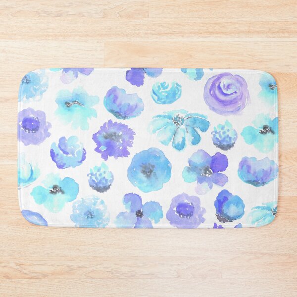 Item preview, flowers, floral, watercolor, aqua and purple watercolor flowers, spring, handpainted designed and sold by dodidoodles.