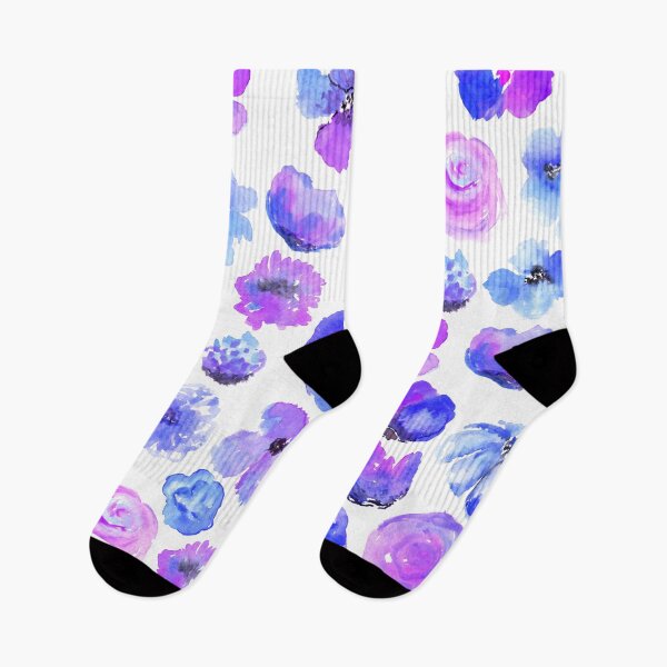 Item preview, handpainted flowers, floral, watercolor, aqua and purple watercolor flowers, spring, handpainted designed and sold by dodidoodles.