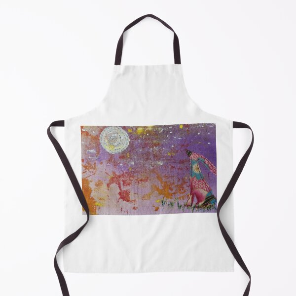 Item preview, Moon Gazing Hare, Multimedia Art - Applique and Freestyle Embroidery on Hand-printed Fabric designed and sold by Kriscraft.