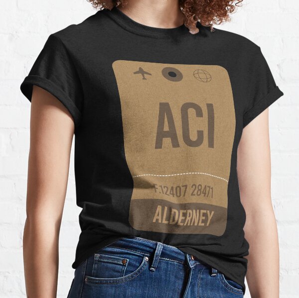 Alderney Airport Code, Airport Vintage Luggage Tag Classic T-Shirt