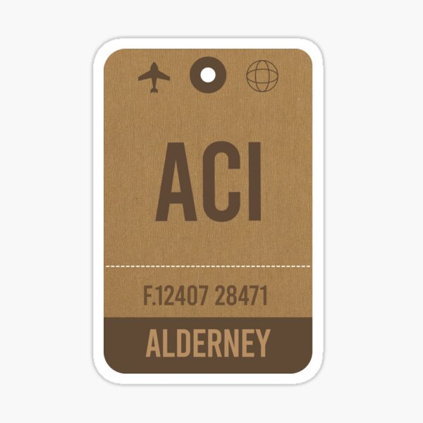 Alderney Airport Code, Airport Vintage Luggage Tag Sticker