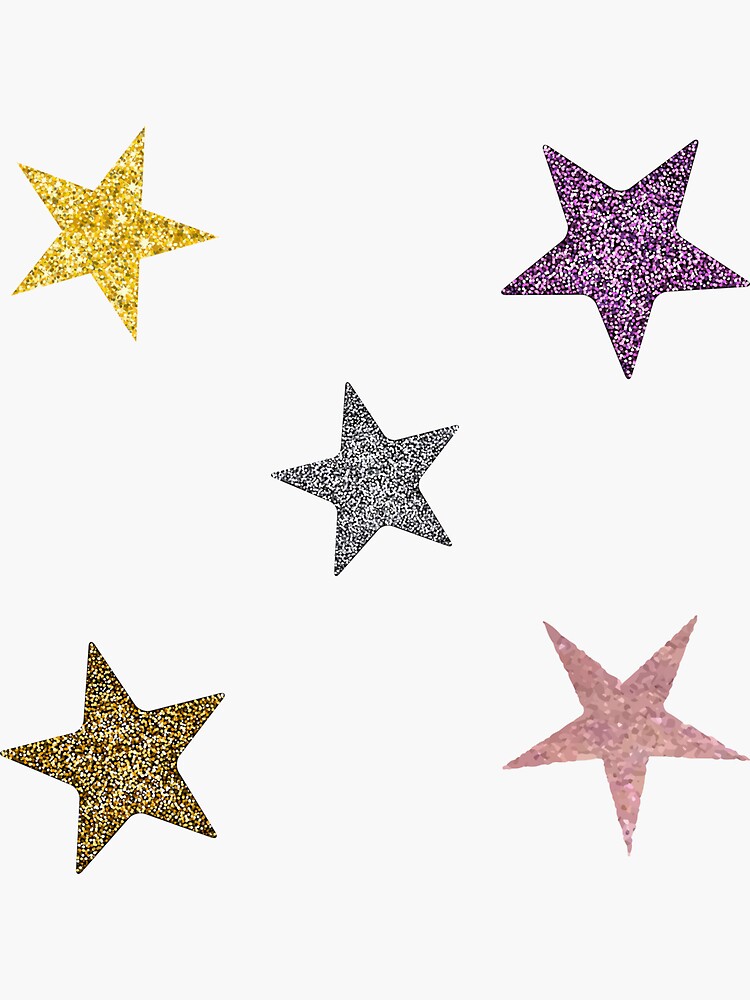 Glitter Golden, Silver And Colorful Sparkle Stars | Sticker