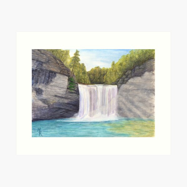 Item preview, Cane Creek Falls Watercolor Painting designed and sold by redspearart.