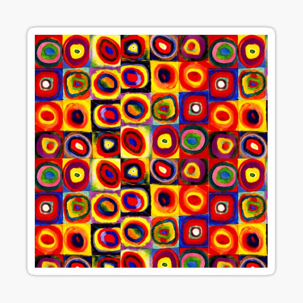 Kandinsky Modern Squares Circles Colorful Sticker