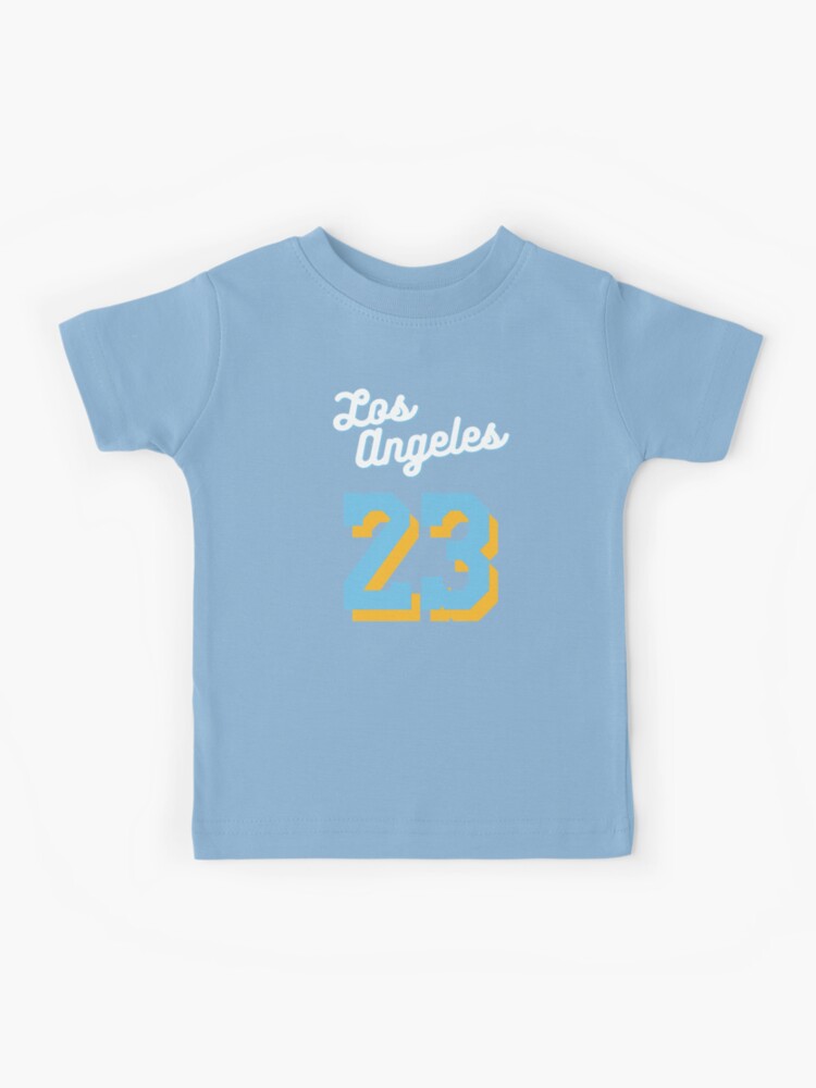 Lebron James 23 Baby Blue and Gold 2021 Jersey, LA LAKERS Kids T-Shirt  for Sale by Desznr