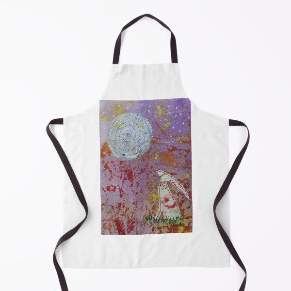Artikelvorschau, Moon Gazing Hare, Multimedia-Kunst in Acryl, Stoff- und Freestyle-Maschinenstickerei entworfen und verkauft von Kriscraft.