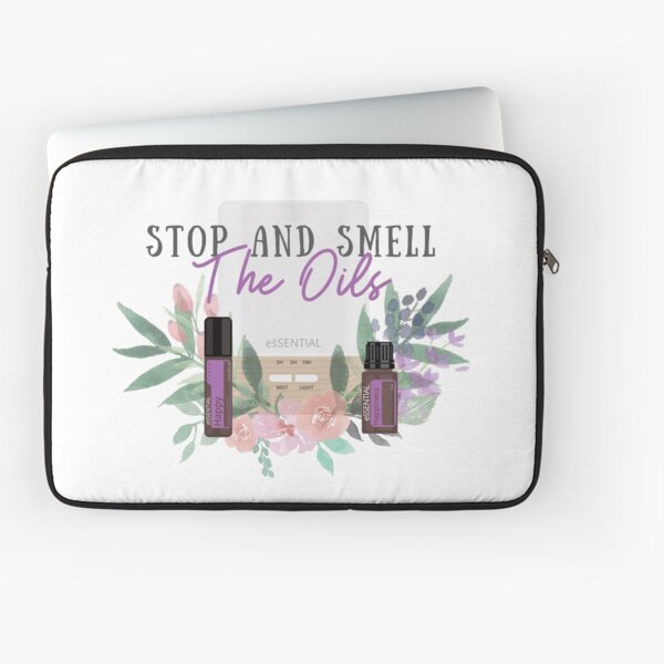 doTERRA Quote "Stop and Smell the Oils" Flowers Laptop Sleeve