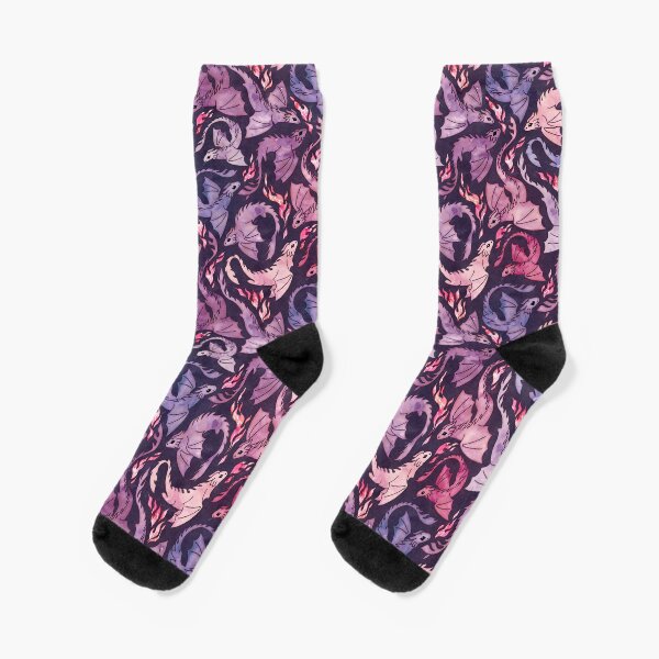 Dragon fire dark pink & purple Socks
