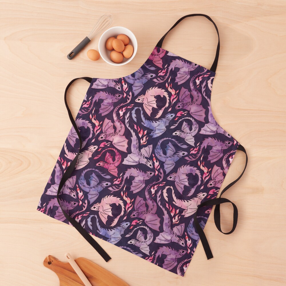 Dragon fire dark pink & purple Apron