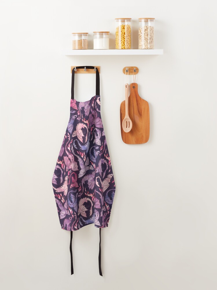 Alternate view of Dragon fire dark pink & purple Apron
