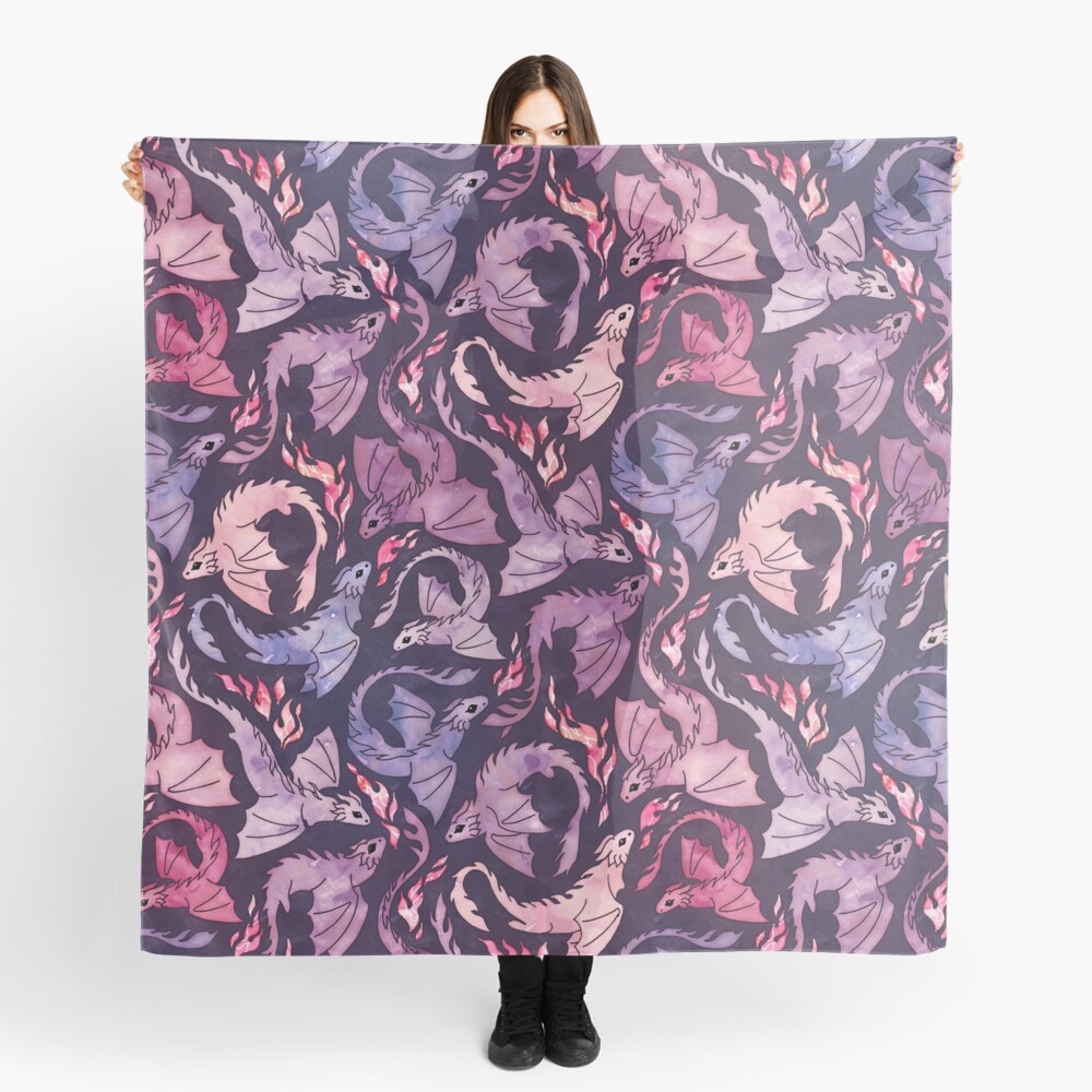 Dragon fire dark pink & purple Scarf