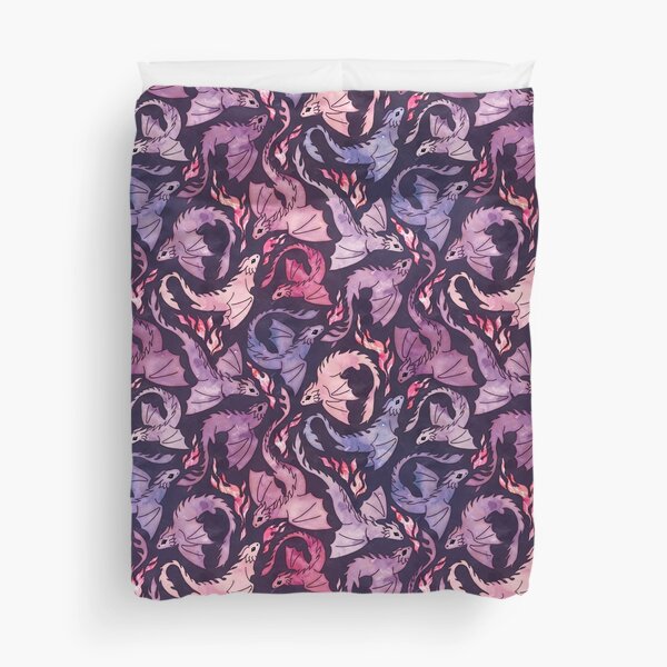 Dragon fire dark pink & purple Duvet Cover