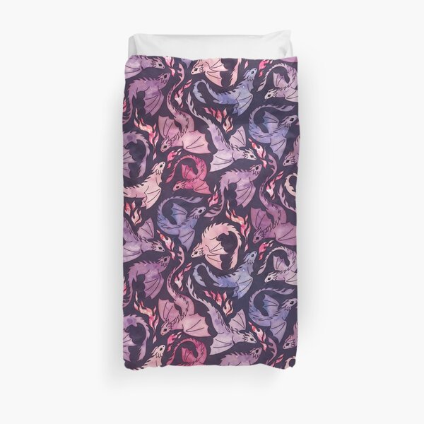 Dragon fire dark pink & purple Duvet Cover