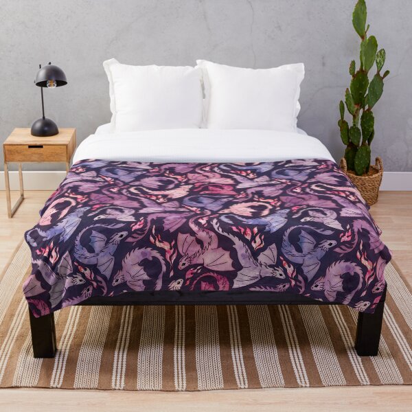Dragon fire dark pink & purple Throw Blanket