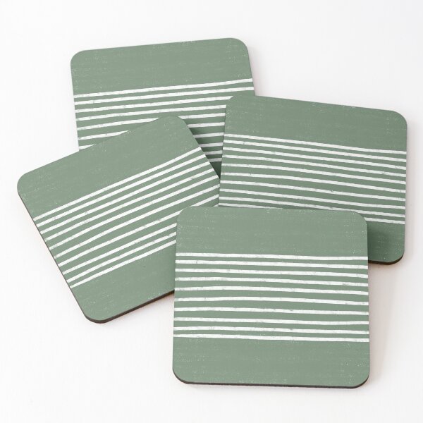 Item preview, Minimalist Hand Drawn Stripes Pattern (white/sage green) designed and sold by Design Minds Boutique.