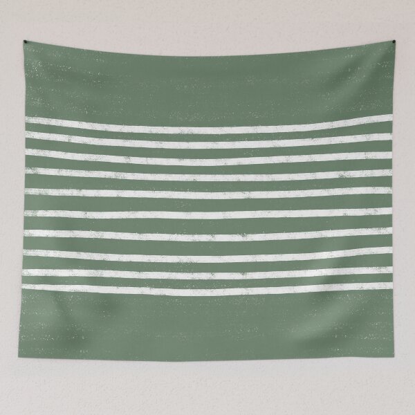 Item preview, Minimalist Hand Drawn Stripes Pattern (white/sage green) designed and sold by Design Minds Boutique.