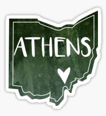 Athens, Ohio - Green Watercolor Heart Sticker