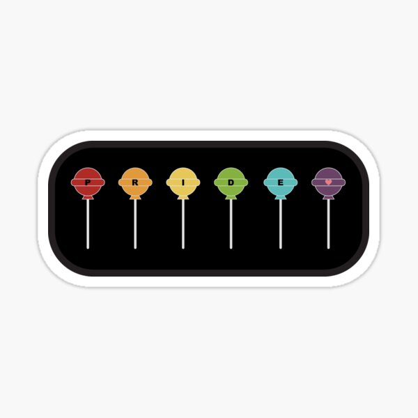 Black Rainbow Pride Support Sign Candy Lollipops Heart Sticker