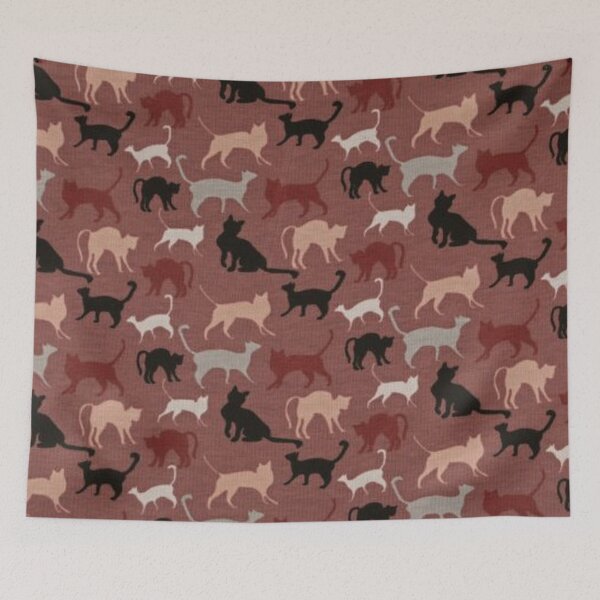 Item preview, Cats pattern, black white brown light brown gray designed and sold by jwebmarket.